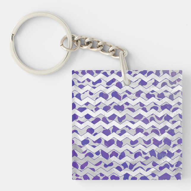 Porte-clefs Chevron Dalmatien violet et blanc (Devant)