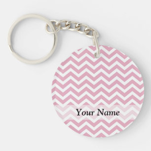 Porte-clefs chevron rose et blanc