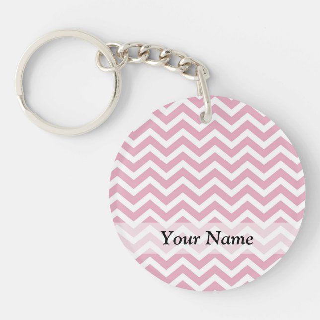 Porte-clefs chevron rose et blanc (Devant)