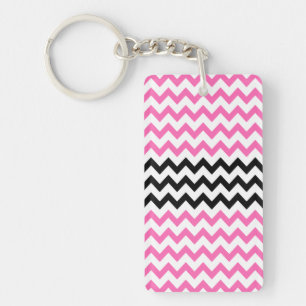 Porte-clefs Chevron rose et noir par Shirley Taylor