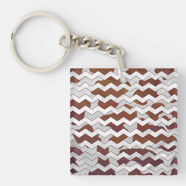 Porte-clefs Chevron Vache Brown et blanc (Devant)