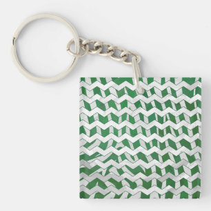 Porte-clefs Chevron Zebra Green et White Print