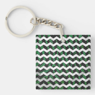 Porte-clefs Chevron Zebra noir et vert