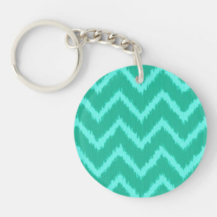 Porte-clefs Chevrons d'Ikat - turquoise et aqua