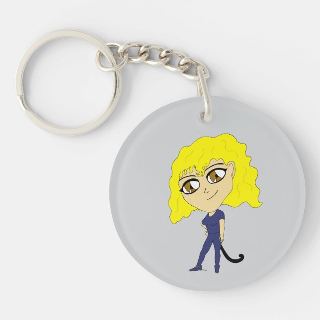 Porte-clefs Chibi avec un chat comme une queue (Devant)