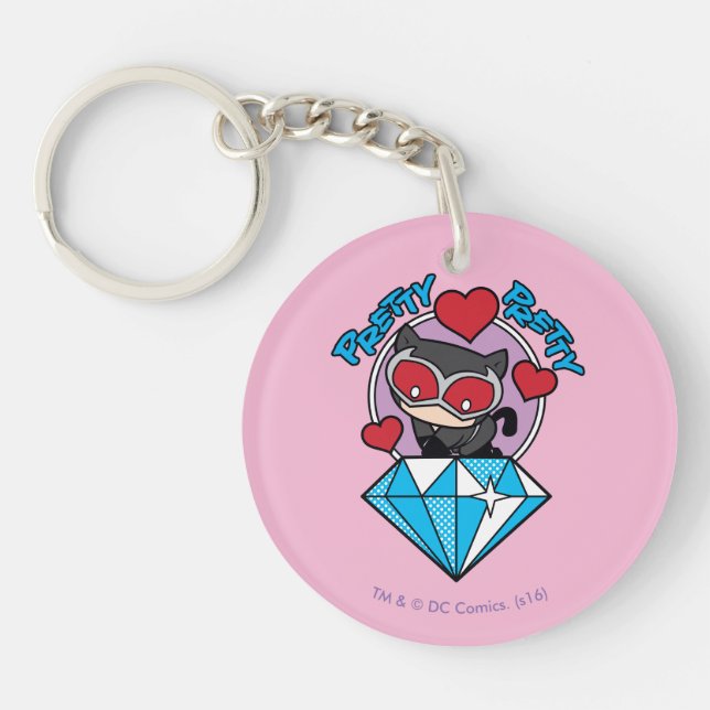 Porte-clefs Chibi Catwoman assise Sur Le Grand Diamant (Devant)