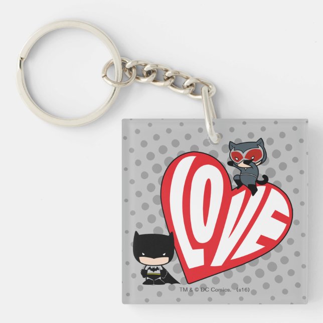 Porte-clefs Chibi Catwoman rebondit sur Batman (Devant)