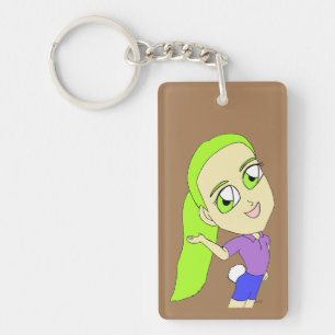 Porte-clefs chibi fille avec un porte - clé de queue lapin