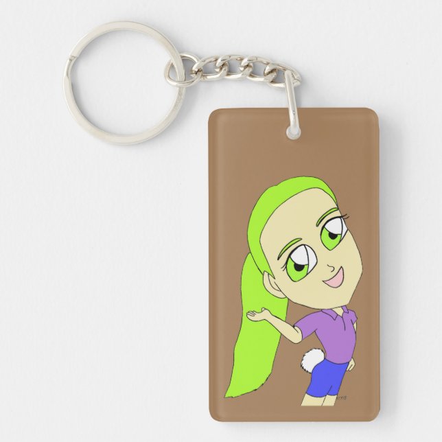 Porte-clefs chibi fille avec un porte - clé de queue lapin (Devant)