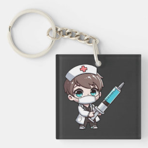 Porte-clefs Chibi Nurse Cartoon - soins de santé, chibi, infir