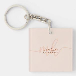 Porte-clefs Chic Clay et Beige Monogramme moderne