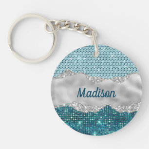 Porte-clefs Chic girly turquoise menthe vert parties scintilla