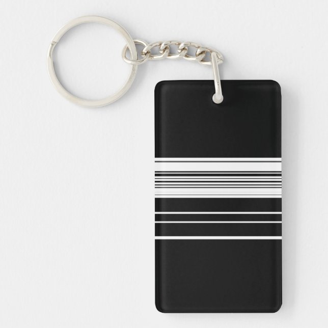 Porte-clefs Chic noir rayé (Devant)