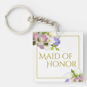 Porte-clefs Chic Spring Floral Maid of Honor Wedding Favor
