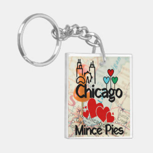 Porte-clefs Chicago aime Mince Pies Cityscape