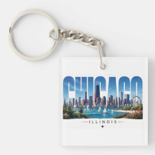 Porte-clefs Chicago Illinois vue du lac et skyline pour voyage