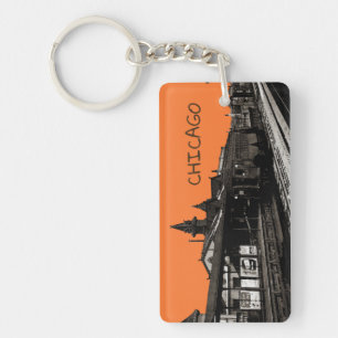 Porte-clefs Chicago L 1950 Watercolor Sepia Photograph