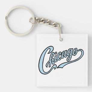Porte-clefs Chicago Texte en Chicago Porte - clé de script ble