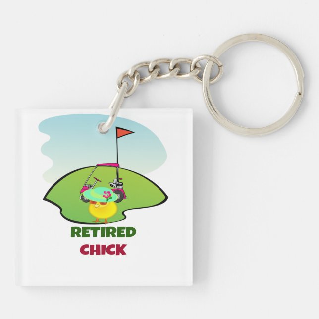 Porte-clefs Chick à la retraite au terrain de golf (Dos)