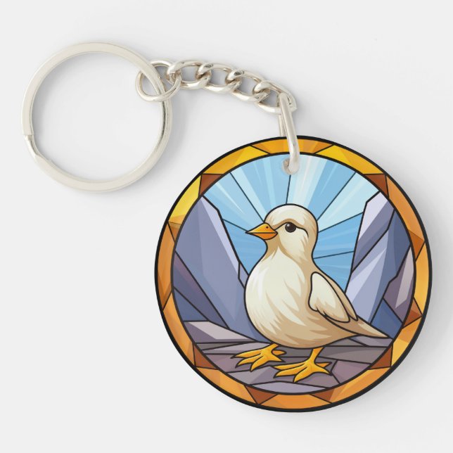 Porte-clefs Chick bébé chien en verre doux (Devant)