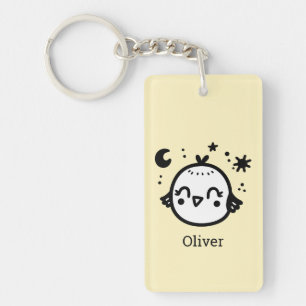Porte-clefs Chick gai - Kawaii Bird Line Art"