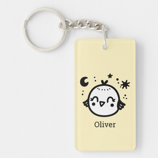 Porte-clefs Chick gai - Kawaii Bird Line Art" (Devant)