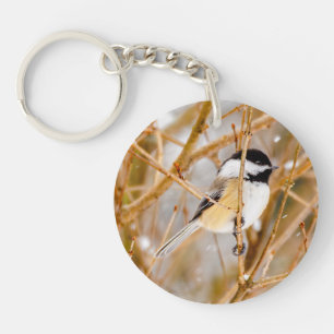 Porte-clefs Chickadee au plafond noir - Photo originale