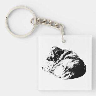 Porte-clefs Chien à boucle graphique apporte la paix lors des