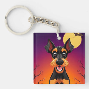 Porte-clefs Chien adorable dans une scène d'Halloween