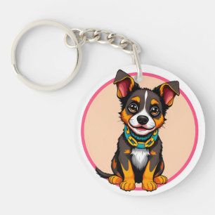 Porte-clefs Chien animé mignon avec collier