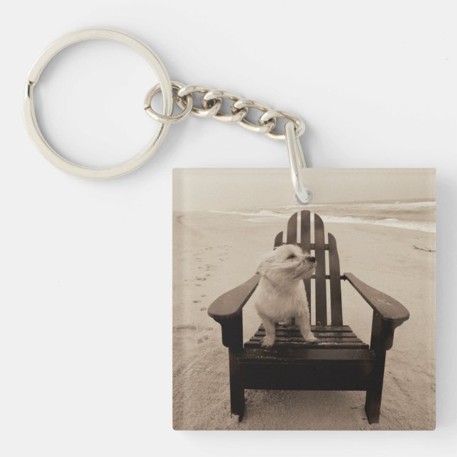 Porte-clefs Chien appréciant la plage (Devant)