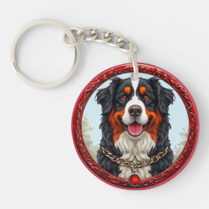 Porte-clefs Chien avec Collier à Chaîne et Fond Audacieux