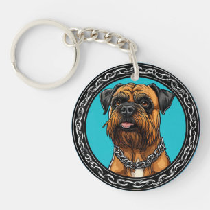 Porte-clefs Chien avec Collier à Chaîne et Fond Audacieux