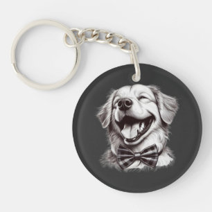 Porte-clefs chien avec cravate arc rire
