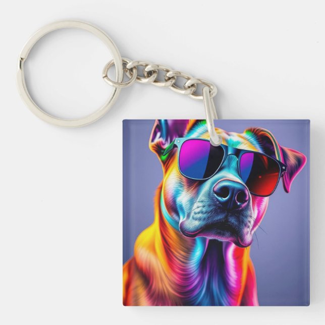 Porte-clefs Chien avec lunettes de soleil (Devant)