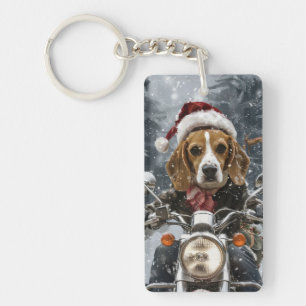 Porte-clefs Chien Beagle à moto Noël