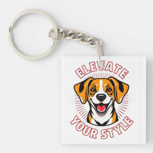 Porte-clefs Chien Beagle avec Art Textuel