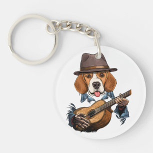 Porte-clefs Chien beagle Jouer Guitare / Beagle drôle