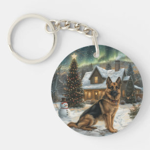 Porte-clefs Chien berger allemand de Noël