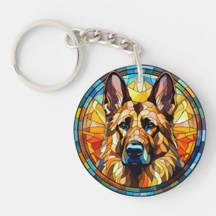 Porte-clefs Chien berger allemand en verre doux