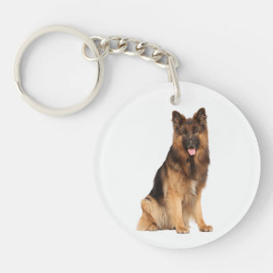 Porte-clefs chien berger allemand, motif droit enveloppé,