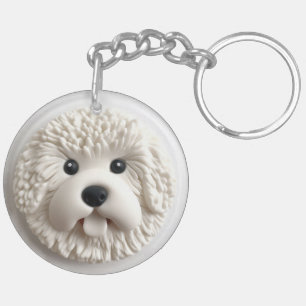 Porte-clefs Chien Bichon Frise Inspiré 3D