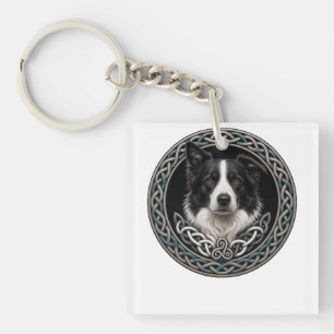Porte-clefs Chien Border Collie Art en Nœud Celtique