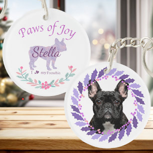 Porte-clefs Chien Bouledogue Français Lavande Élégant Person