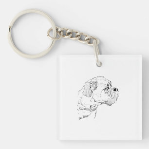 Porte-clefs Chien Boxer – Illustration minimaliste pour amateu