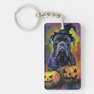 Porte-clefs Chien Bullmastiff Effrayant Halloween Sorcière et 