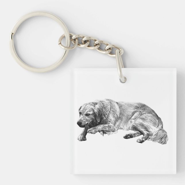 Porte-clefs Chien calme reposant (Devant)