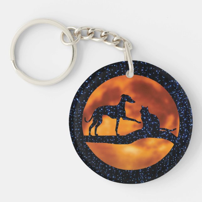 Porte-clefs Chien, Chat & Lune (Devant)