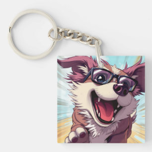 Porte-clefs Chien Cool avec Lunettes de Soleil