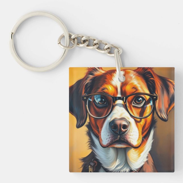 Porte-clefs Chien Cool avec Lunettes de Soleil (Devant)